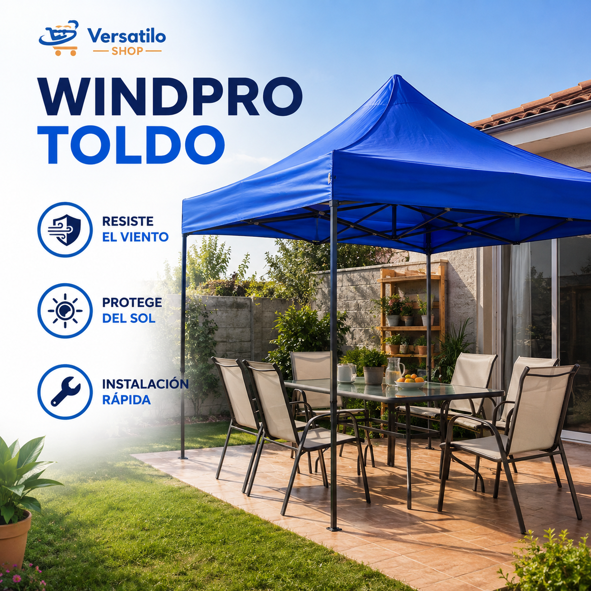 WindPro - 3x3 mts - Sombra que resiste el viento
