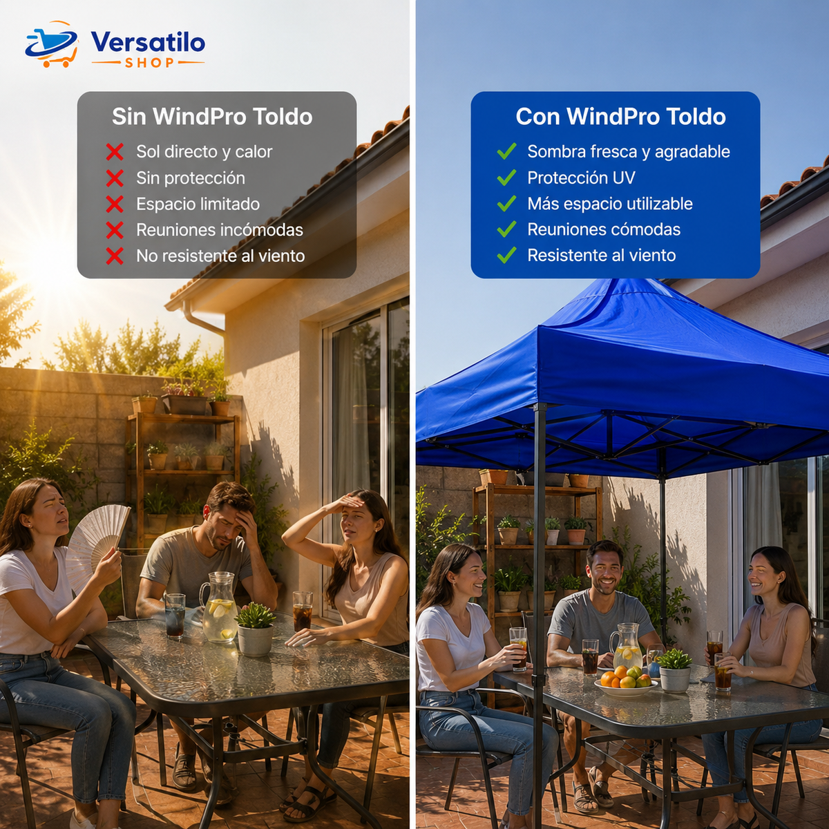 WindPro - 3x3 mts - Sombra que resiste el viento